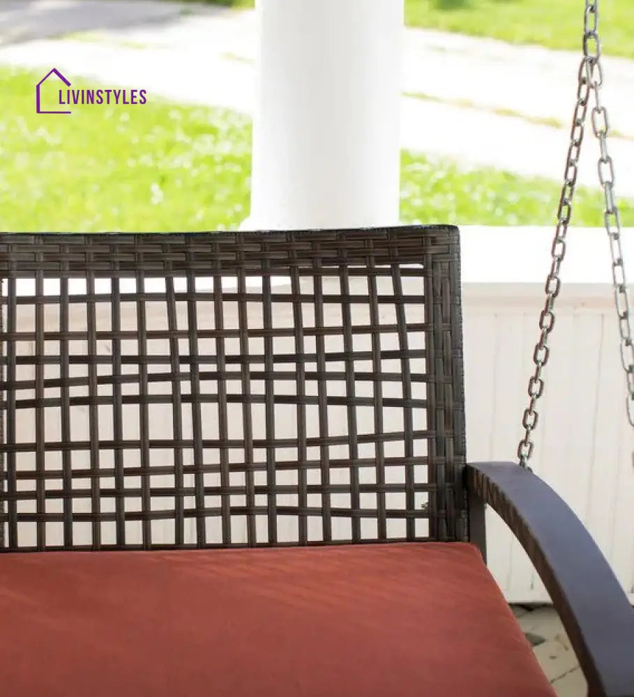 Augusto Double Seater Hanging Swing Without Stand For Balcony Garden Swing (Dark Brown) - Swings