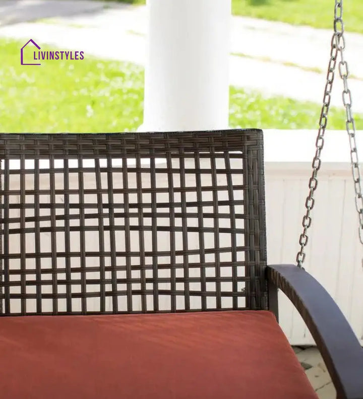 Augusto Double Seater Hanging Swing Without Stand For Balcony Garden Swing (Dark Brown) - Swings