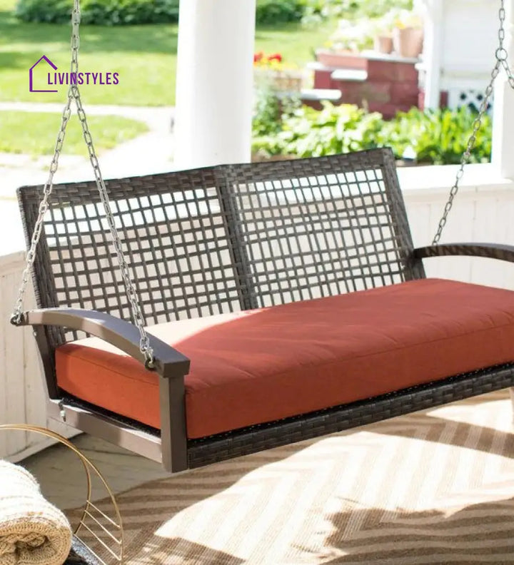 Augusto Double Seater Hanging Swing Without Stand For Balcony Garden Swing (Dark Brown) - Swings