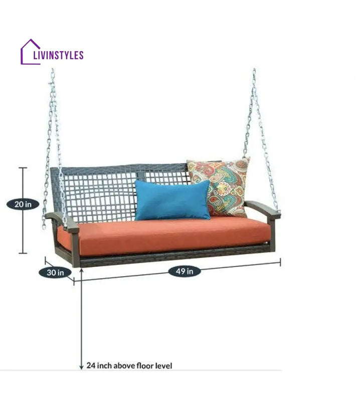 Augusto Double Seater Hanging Swing Without Stand For Balcony Garden Swing (Dark Brown) - Swings