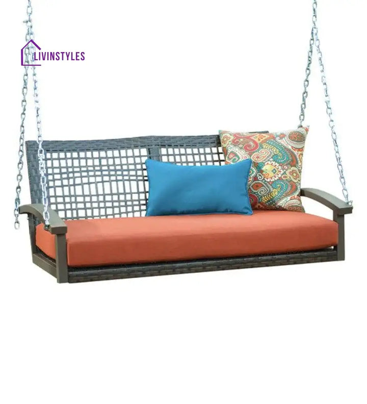 Augusto Double Seater Hanging Swing Without Stand For Balcony Garden Swing (Dark Brown) - Swings
