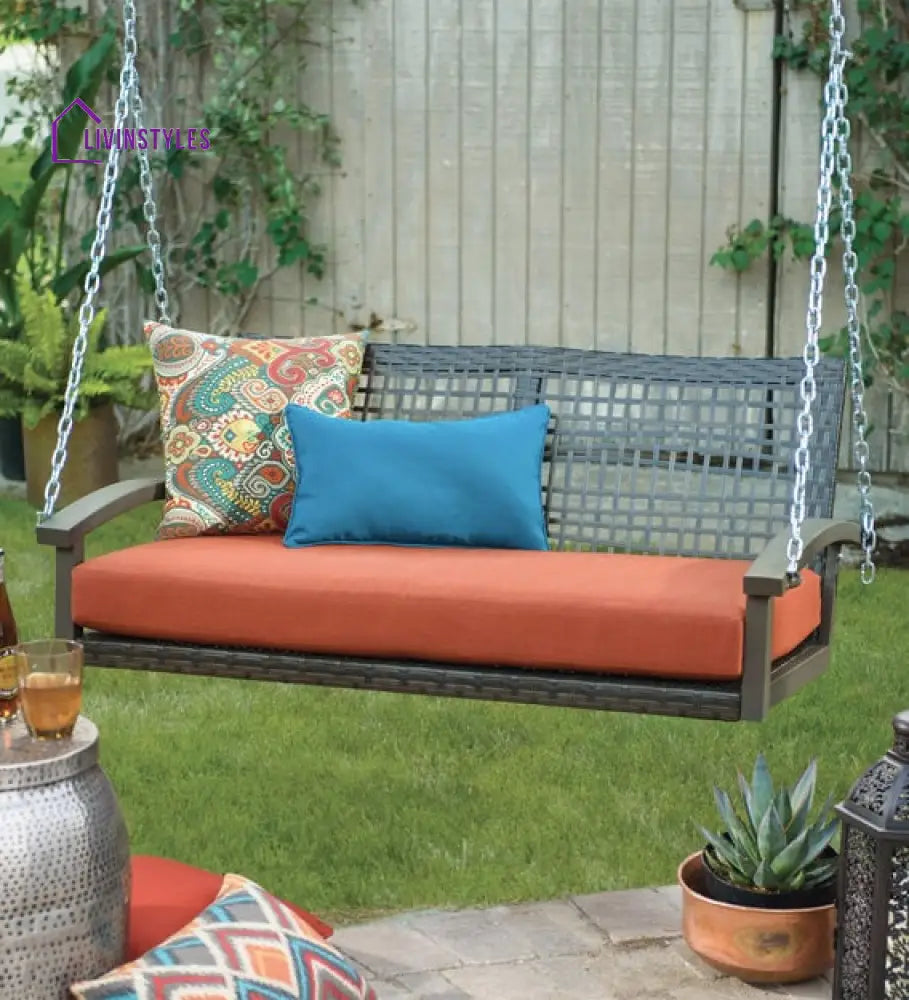Augusto Double Seater Hanging Swing Without Stand For Balcony Garden Swing (Dark Brown) - Swings