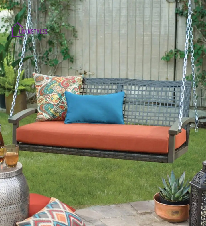 Augusto Double Seater Hanging Swing Without Stand For Balcony Garden Swing (Dark Brown) - Swings