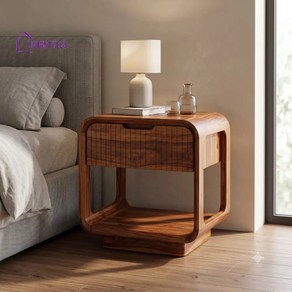Auma Premium Wooden Bedside Table | Side Table for Bedroom