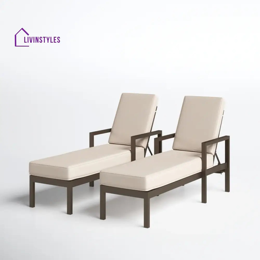 Aura Outdoor Swimming Poolside Lounger Set of 2 (Brown) - Loungers