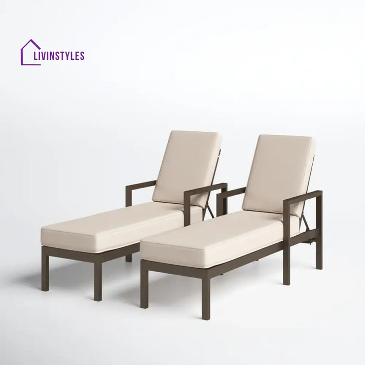 Aura Outdoor Swimming Poolside Lounger Set of 2 (Brown) - Loungers