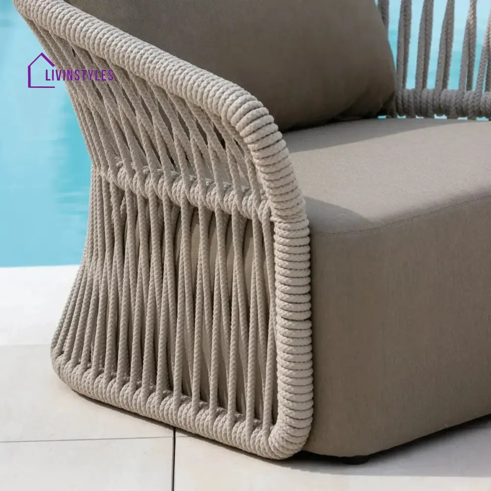 Aurelia 4-Piece Outdoor Braid & Rope Sofa Set (Beige & Dark Cream) - Sofa Set