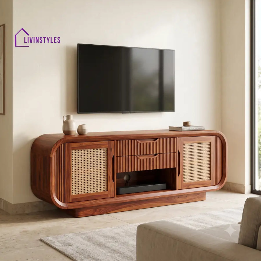 Aurelien Solid Sheesham Wood Tv Unit for Living Room | Tv Cabinet | Tv Console Unit