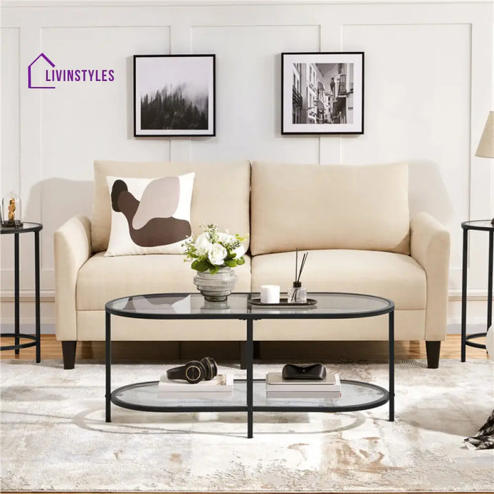 Aurora Metal and Glass Top Coffee Table