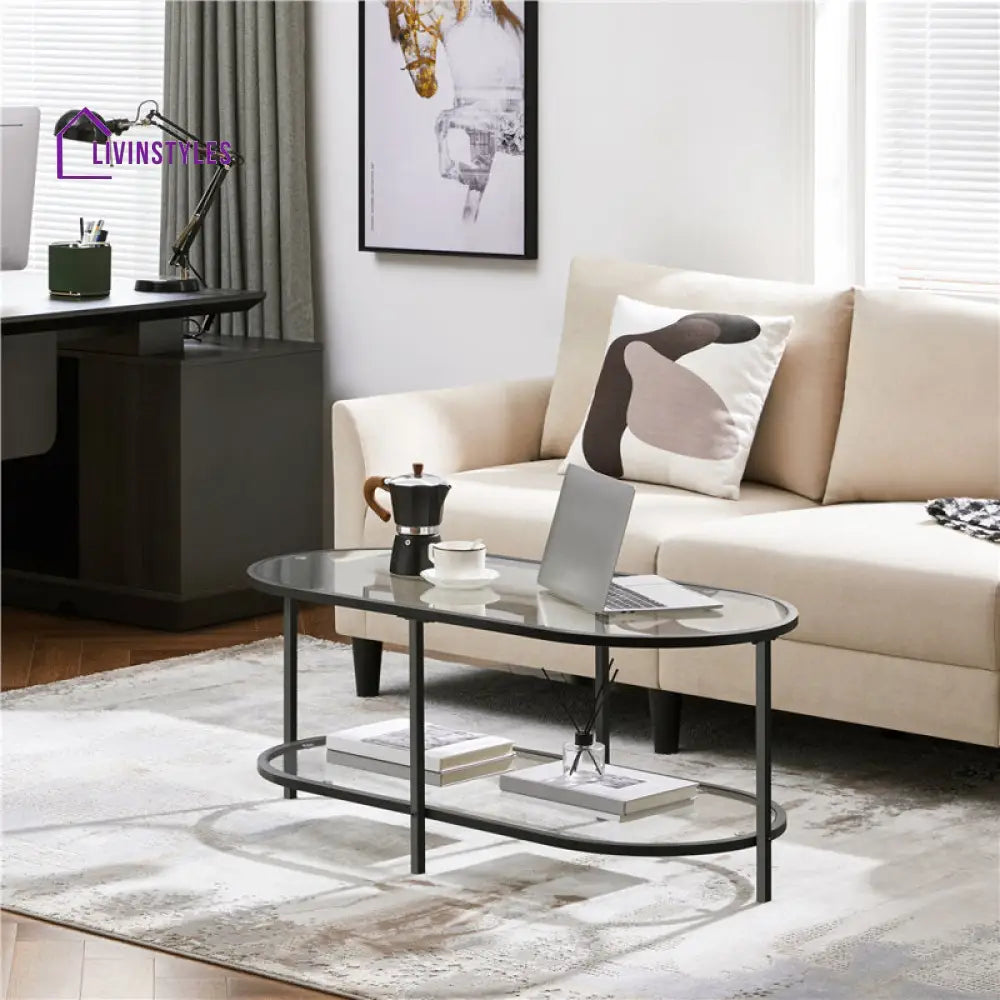 Aurora Metal and Glass Top Coffee Table