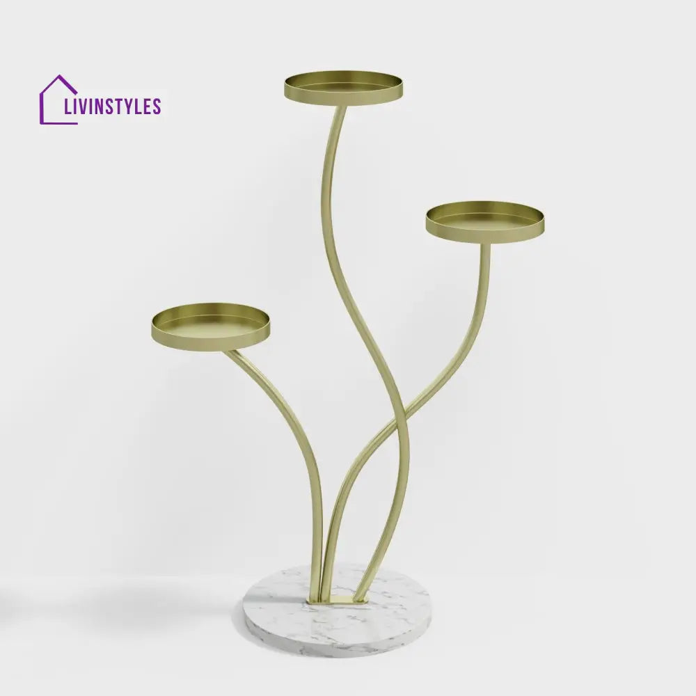 Aurora Modern Metal Plant Stand Indoor 3 Tier In Gold Color Stands