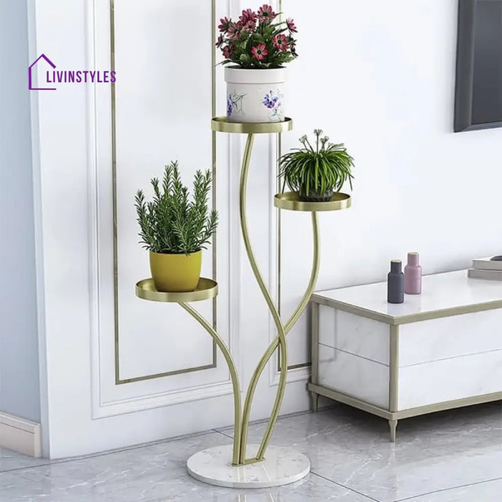 Aurora Modern Metal Plant Stand Indoor 3 Tier In Gold Color Stands