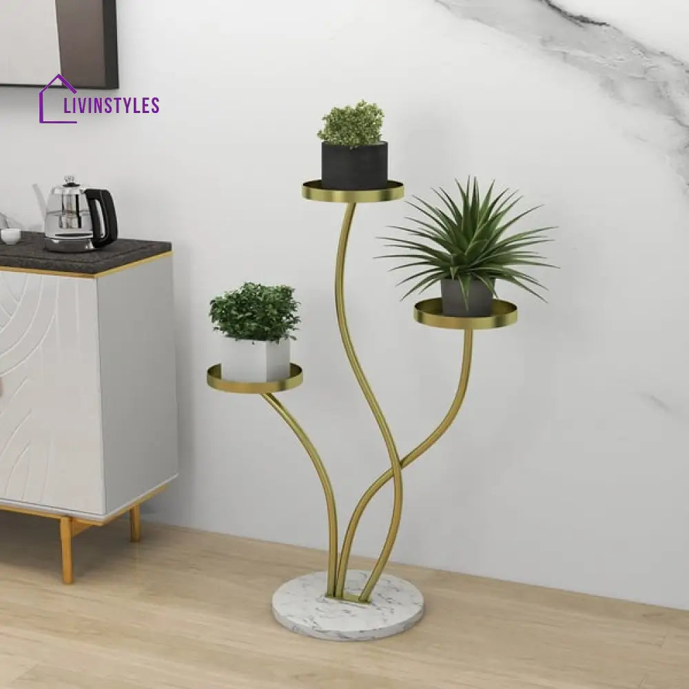 Aurora Modern Metal Plant Stand Indoor 3 Tier In Gold Color Stands