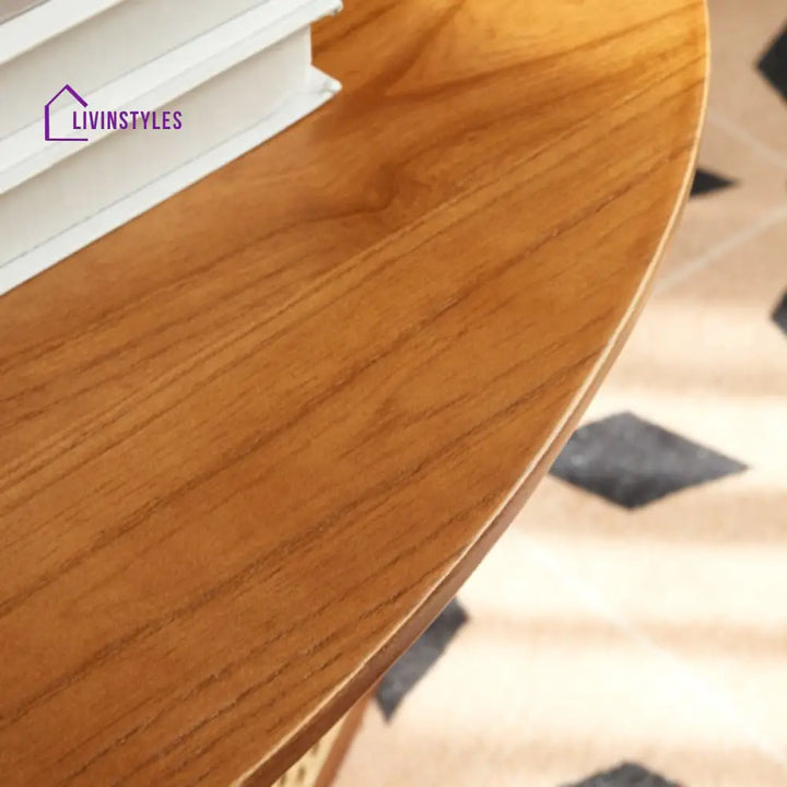 Aurora Solid Wood Coffee Table for Living Room | Cane Weaving Work - Single Big Table Only