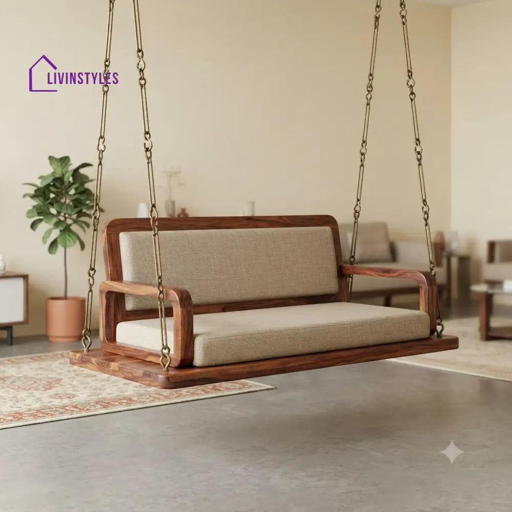 Aurore 2 Seater Wooden Swing for Home | Wooden Jhula for home