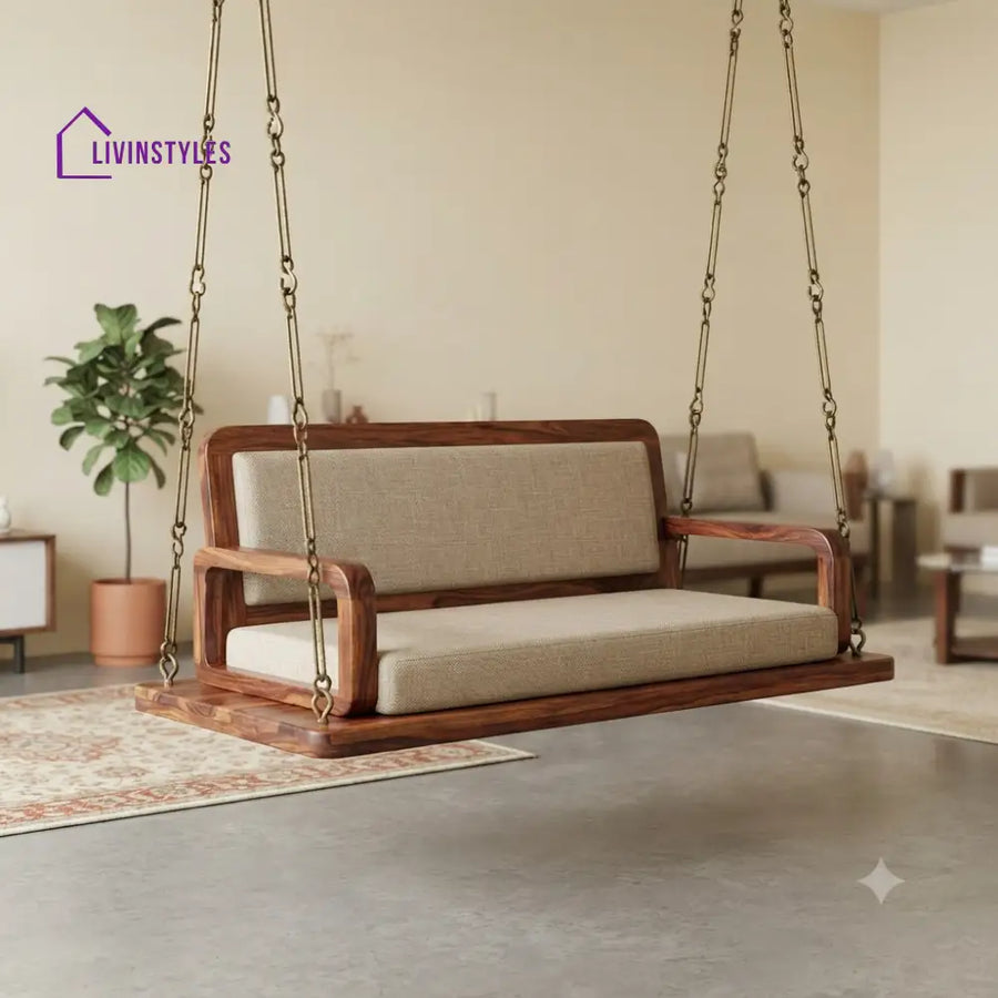 Aurore 2 Seater Wooden Swing for Home | Wooden Jhula for home