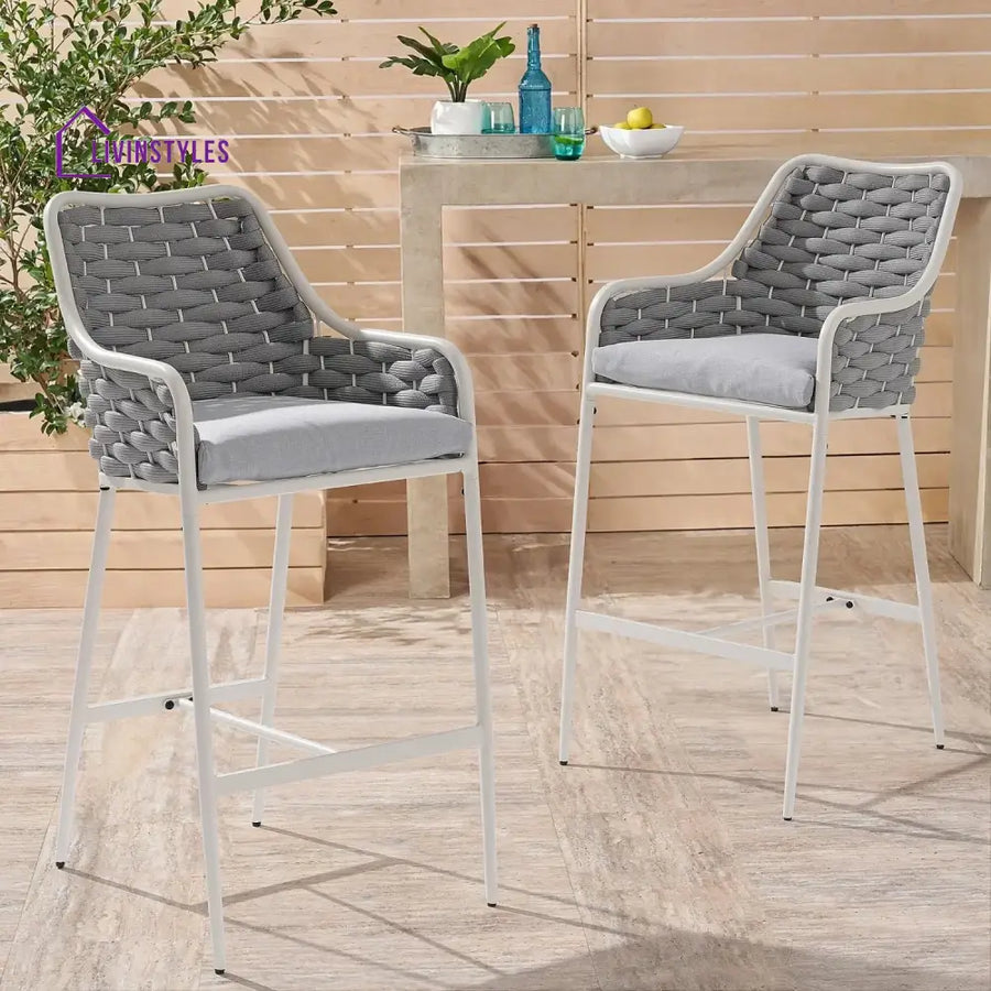 Autumn 2-Piece Outdoor Rope Bar Chairs – Stylish Comfort Built to Last - Bar Chairs