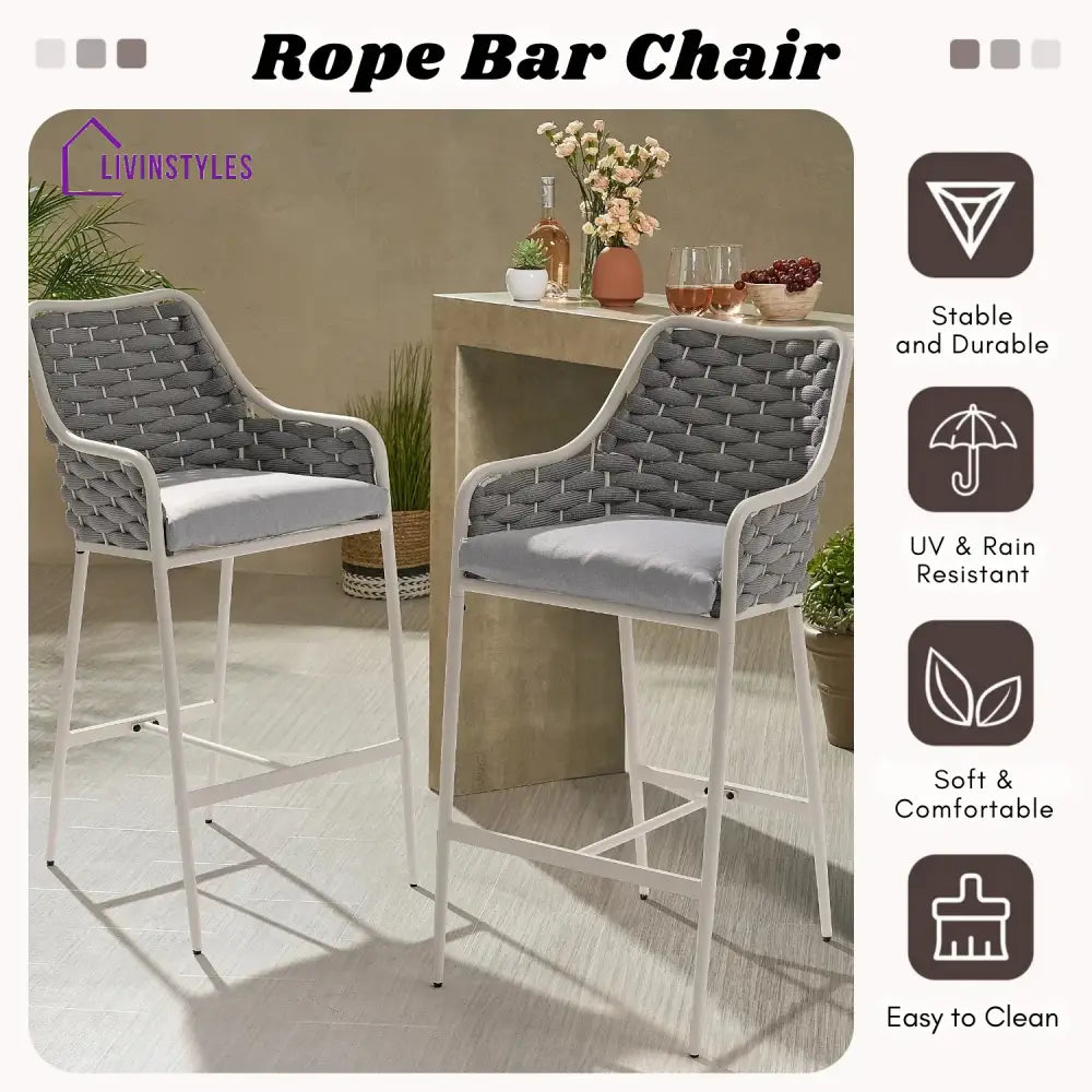 Autumn 2-Piece Outdoor Rope Bar Chairs – Stylish Comfort Built to Last - Bar Chairs