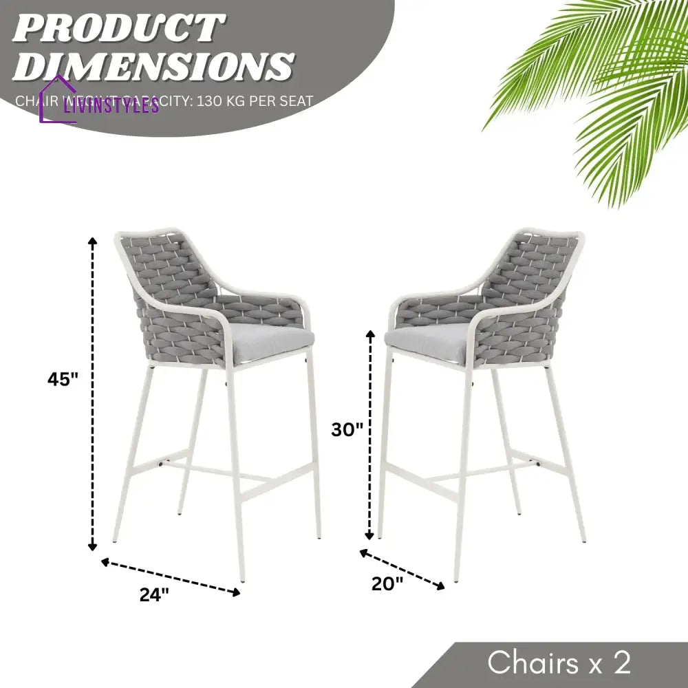 Autumn 2-Piece Outdoor Rope Bar Chairs – Stylish Comfort Built to Last - Bar Chairs
