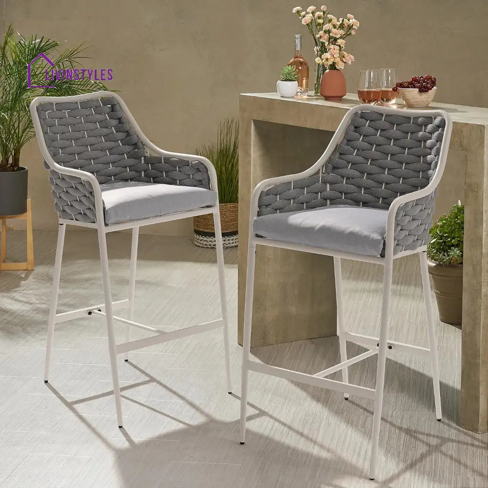 Autumn 2-Piece Outdoor Rope Bar Chairs – Stylish Comfort Built to Last - Bar Chairs