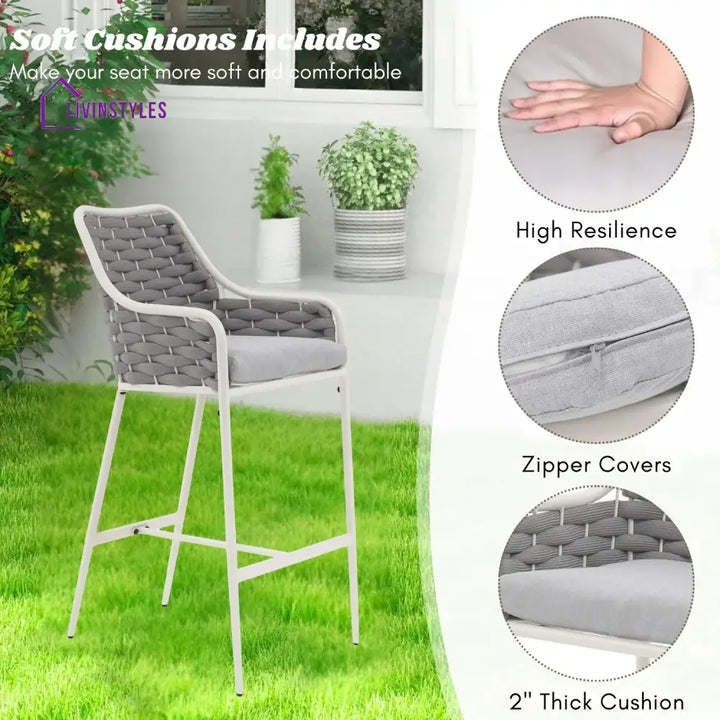Autumn 2-Piece Outdoor Rope Bar Chairs – Stylish Comfort Built to Last - Bar Chairs