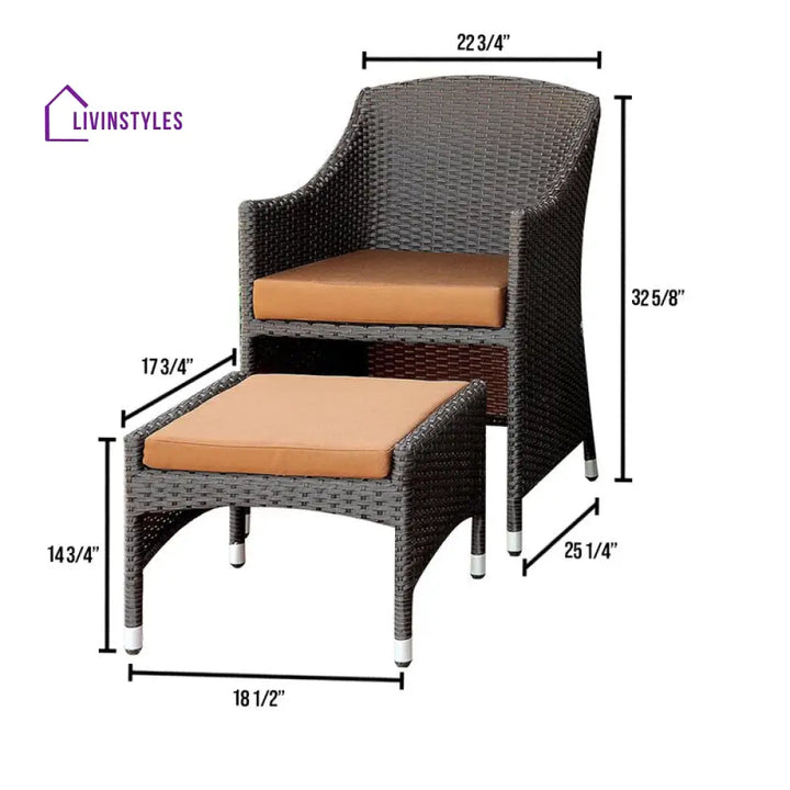 Ava Outdoor Patio Seating Set 2 Chairs 2 Ottoman and Table Set (Dark Brown) - Coffee Table Sets
