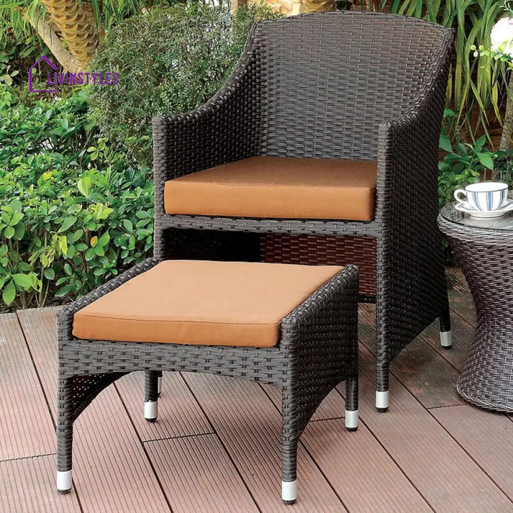 Ava Outdoor Patio Seating Set 2 Chairs 2 Ottoman and Table Set (Dark Brown) - Coffee Table Sets