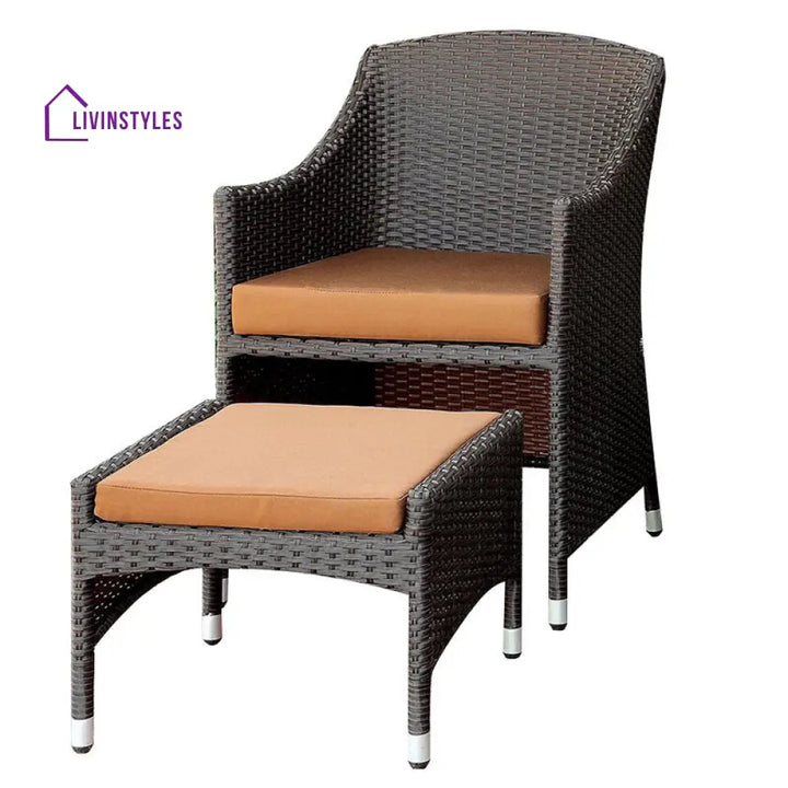 Ava Outdoor Patio Seating Set 2 Chairs 2 Ottoman and Table Set (Dark Brown) - Coffee Table Sets
