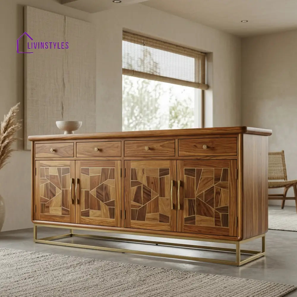 Ava Sheesham Wood Cabinet and Sideboard (Honey Finish)