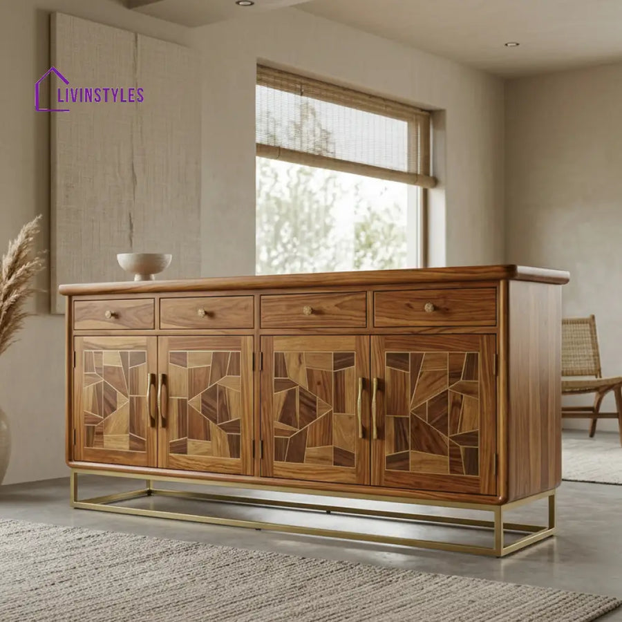 Ava Sheesham Wood Cabinet and Sideboard (Honey Finish)