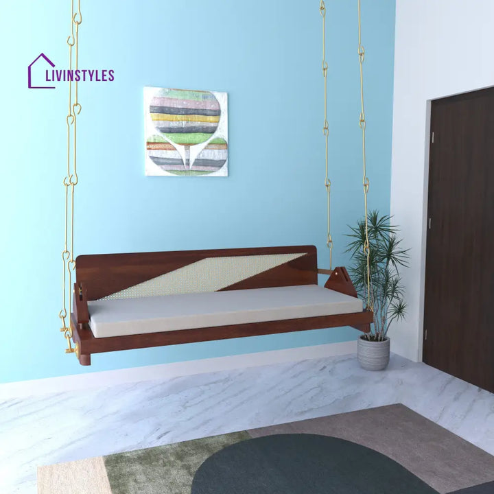 Avani Modern Wooden Indoor Swing with Minimalist Design in Cozy Living Room Swing