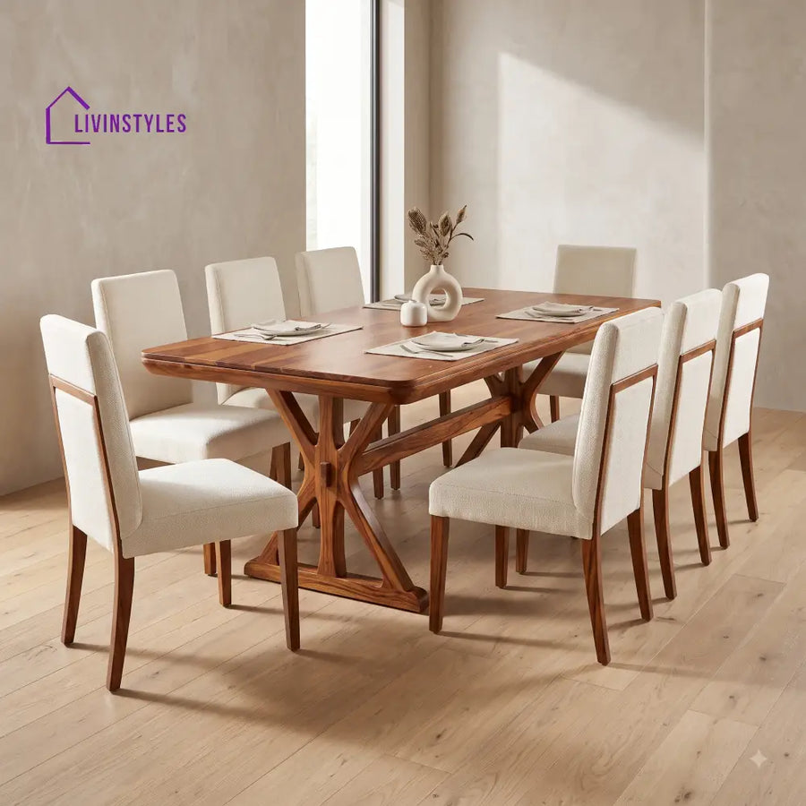 Avani Premium Solid Wood 8 Seater Dining Table Set