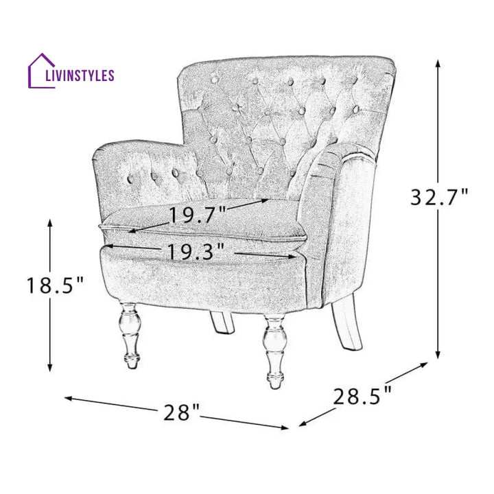 Avani Wide Tufted Velvet Arm Chair For Living Room