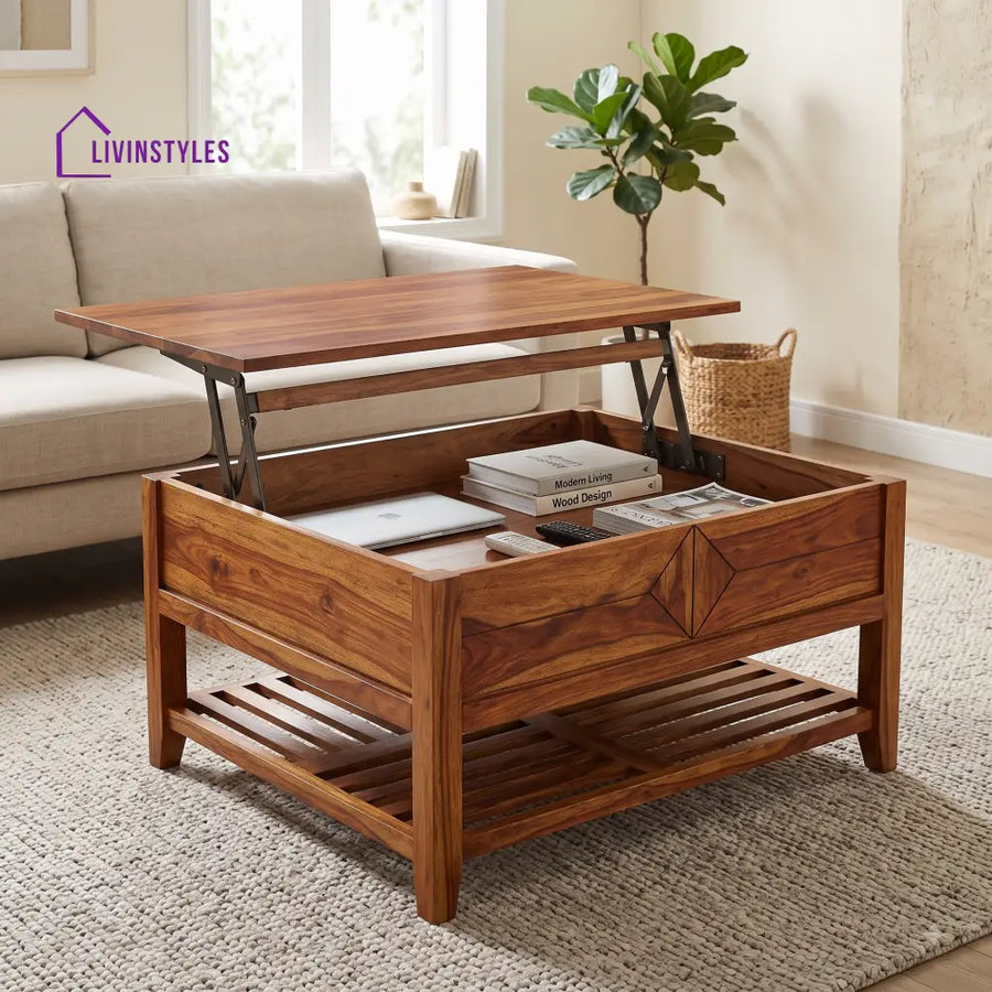 Avanthika Sheesham Wood Lift Top Coffee Table for Living Room