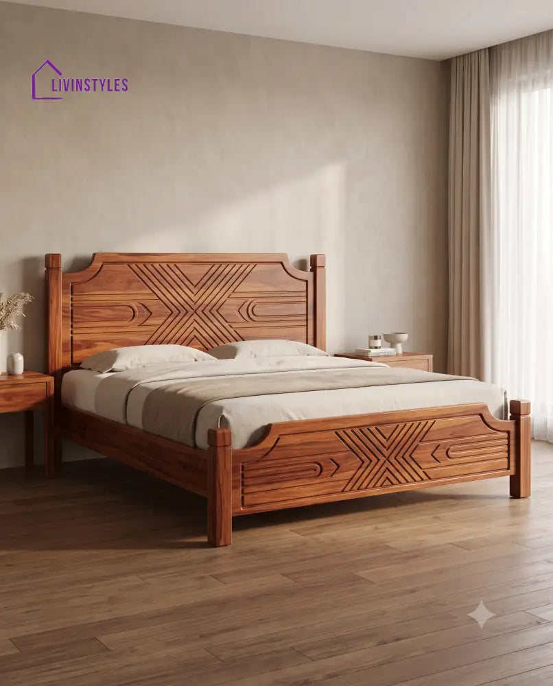 Avanthika Wooden Bed | Solid Wood Double Bed | Wooden King size bed & Wooden Queen size bed