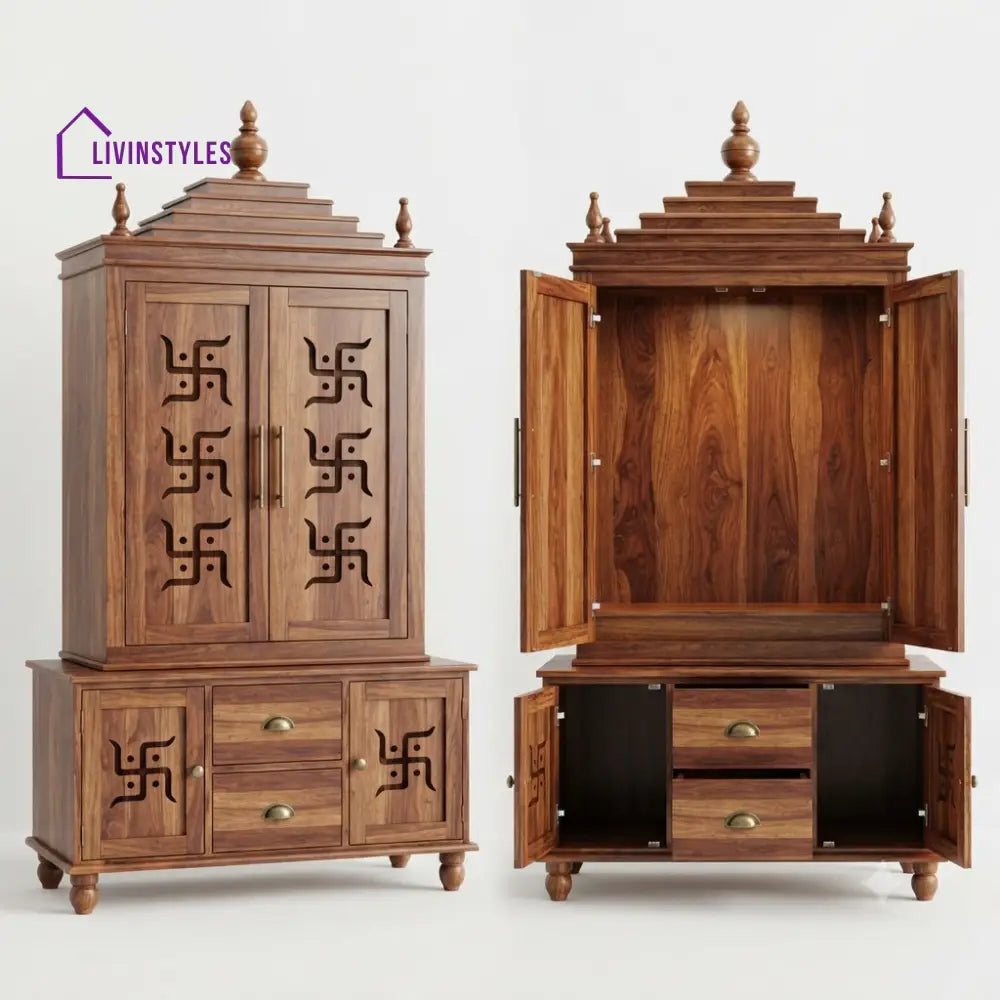 Avantika Premium Solid Wood Home Temple | Pooja Mandir for Home