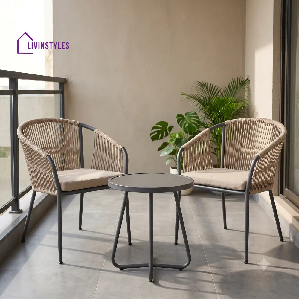 Aveline Outdoor Set 2 Chairs and 1 Table | Balcony Furniture Set