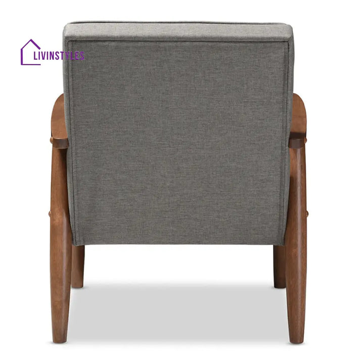 Aveline Solid Wood and Fabric Arm Chair | Living Room Chair | Lounge Chair