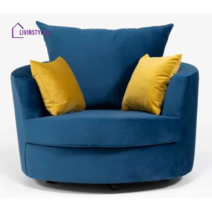 Avenir Wide Velvet Armchair Blue
