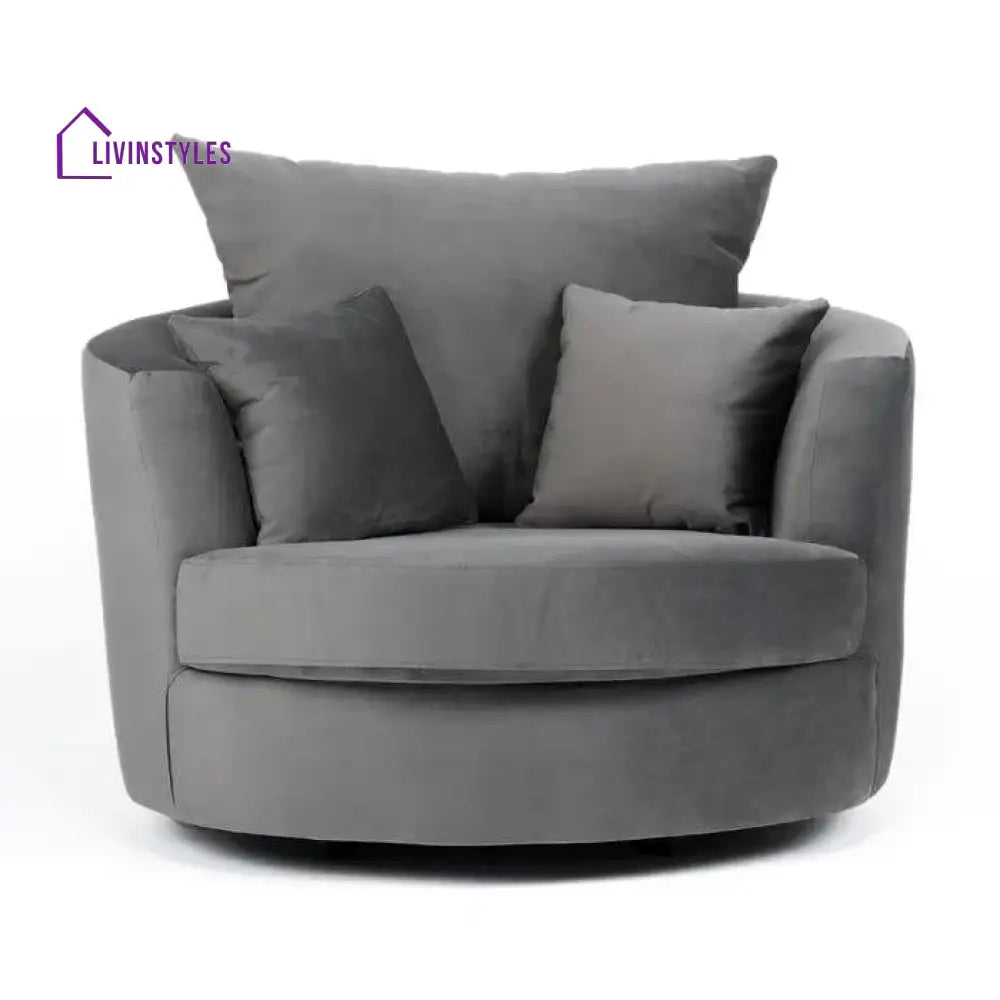 Avenir Wide Velvet Armchair Grey