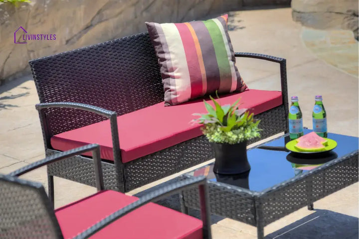 Aver Outdoor Sofa Set 2 Seater 2 Single seater and 1 Center Table Set (Black) - Sofa Sets