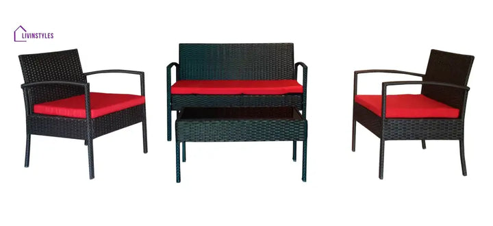 Aver Outdoor Sofa Set 2 Seater 2 Single seater and 1 Center Table Set (Black) - Sofa Sets