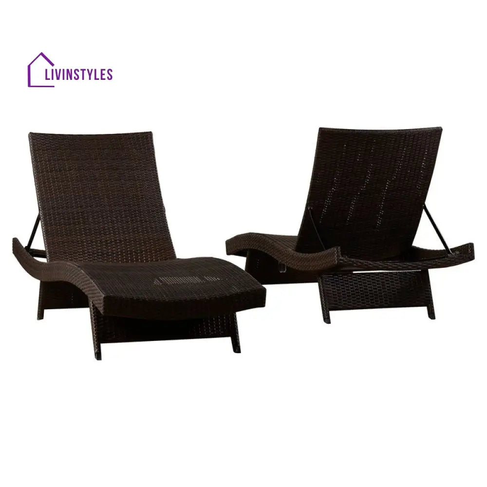 Aver Outdoor Swimming Poolside Lounger Set of 2 (Brown) - Loungers