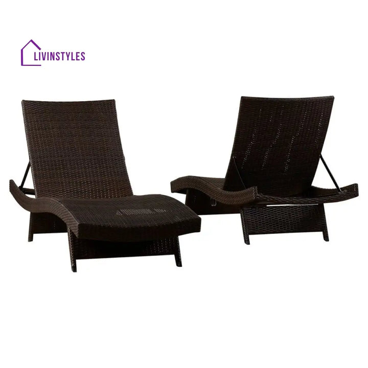 Aver Outdoor Swimming Poolside Lounger Set of 2 (Brown) - Loungers