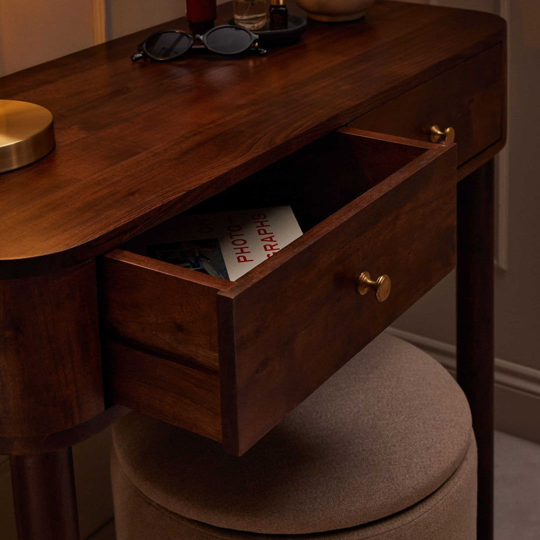 Joaquín Acacia Wood Dressing Table Console - Walnut