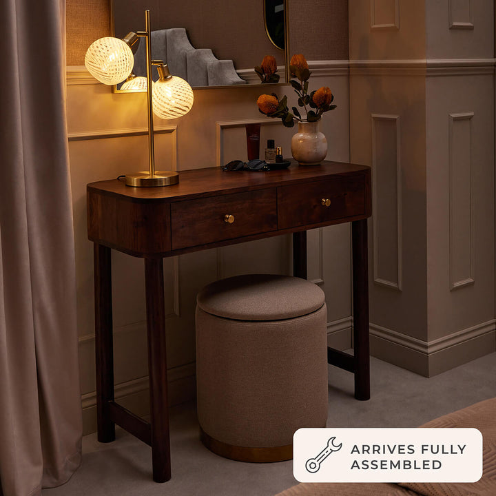 Joaquín Acacia Wood Dressing Table Console - Walnut