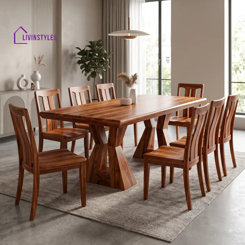 Avinash Premium Solid Wood 8 Seater Dining Table Set