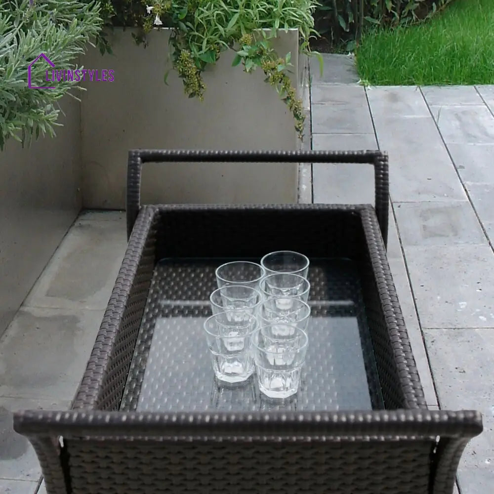 Avis Outdoor Patio Bar Serving Cart (Dark Brown) - Wicker