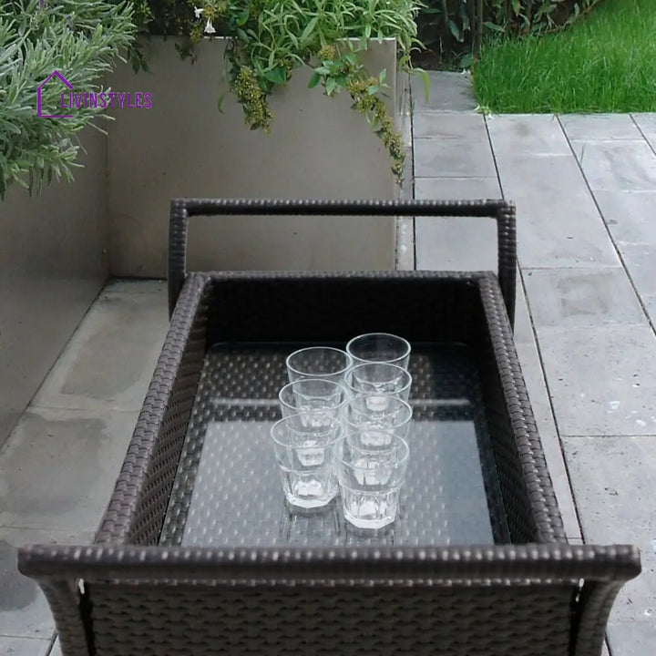 Avis Outdoor Patio Bar Serving Cart (Dark Brown) - Wicker