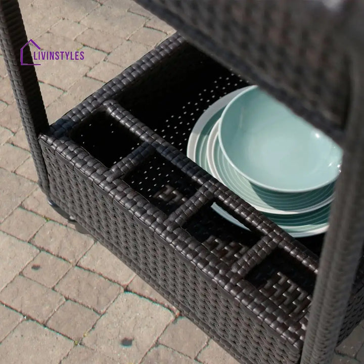 Avis Outdoor Patio Bar Serving Cart (Dark Brown) - Wicker